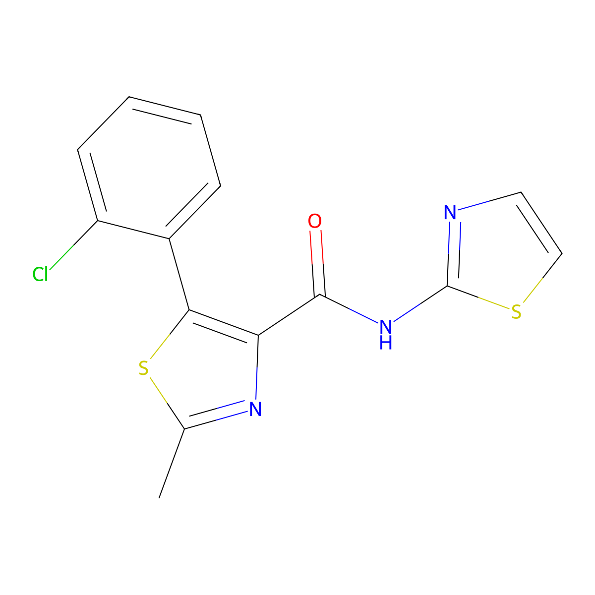 5-(2-chlorophenyl)-2-methyl-N-(1,3-thiazol-2-yl)-1,3-thiazole-4-carboxamide molecular structure, CAS 1574319-32-6