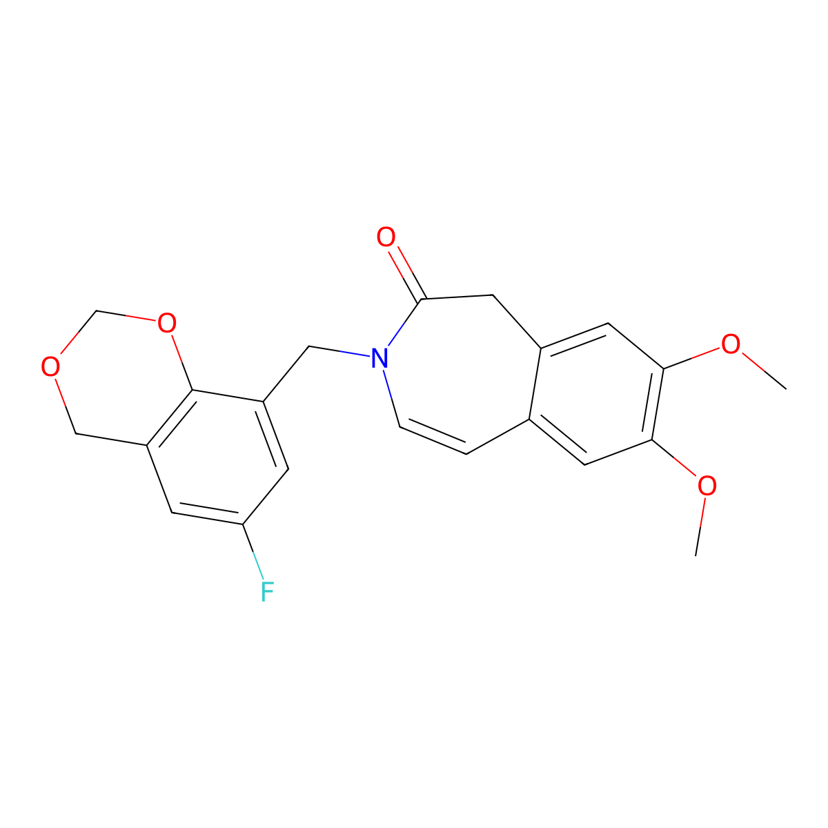 3-[(6-fluoro-4H-1,3-benzodioxin-8-yl)methyl]-7,8-dimethoxy-1,3-dihydro-2H-3-benzazepin-2-one molecular structure, CAS 1574319-44-0