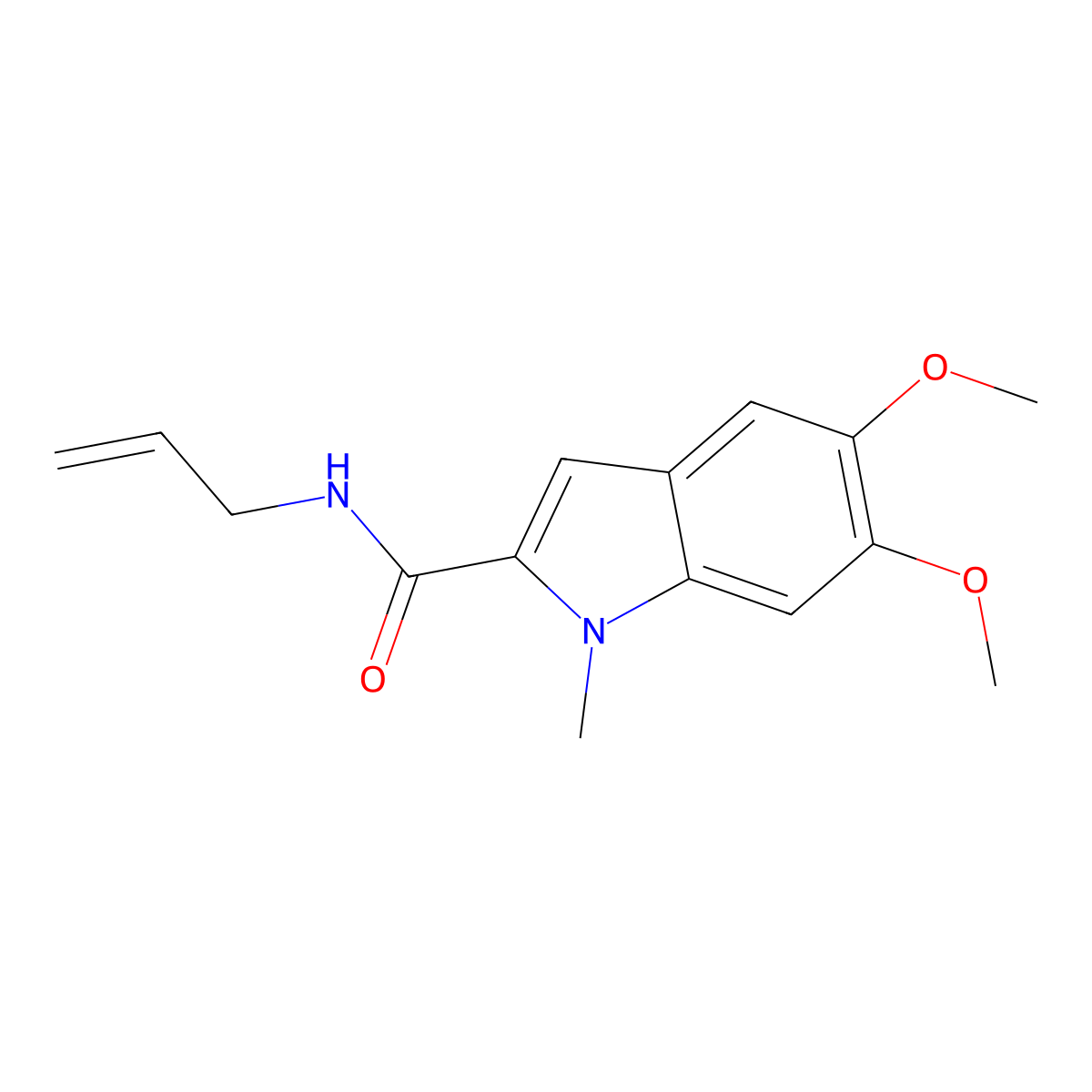 5,6-dimethoxy-1-methyl-N-(prop-2-en-1-yl)-1H-indole-2-carboxamide molecular structure, CAS 1574319-49-5