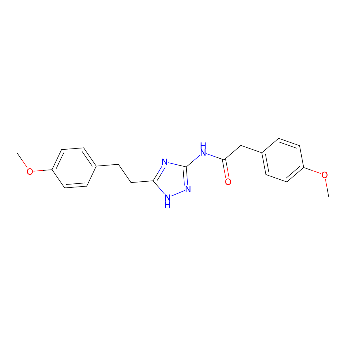 2-(4-methoxyphenyl)-N-{3-[2-(4-methoxyphenyl)ethyl]-1H-1,2,4-triazol-5-yl}acetamide molecular structure, CAS 1574319-58-6