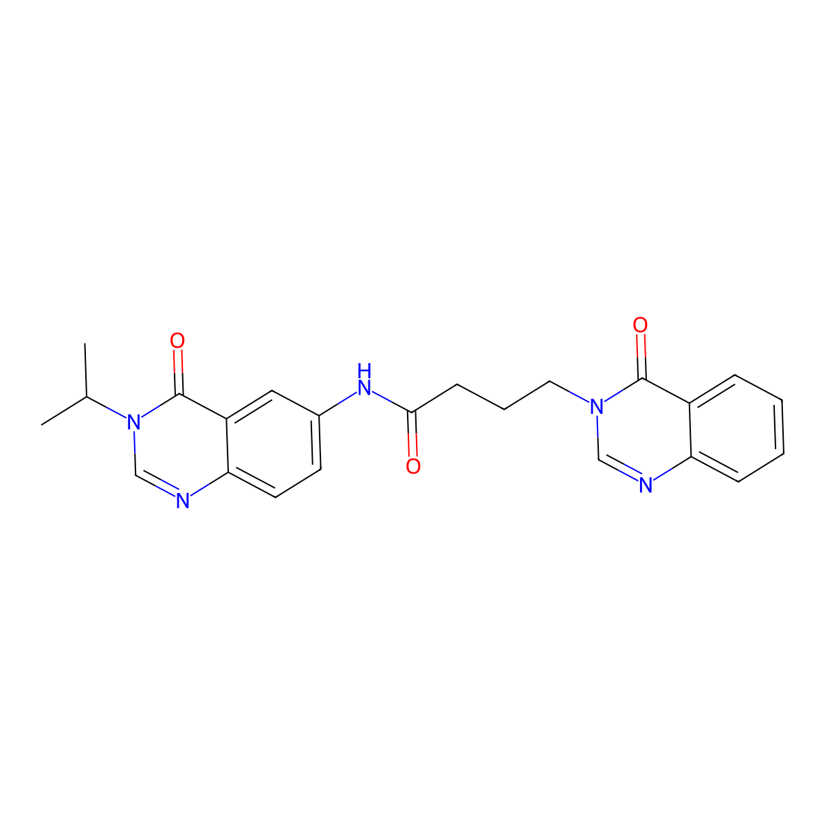 N-[4-oxo-3-(propan-2-yl)-3,4-dihydroquinazolin-6-yl]-4-(4-oxoquinazolin-3(4H)-yl)butanamide molecular structure, CAS 1574320-17-4