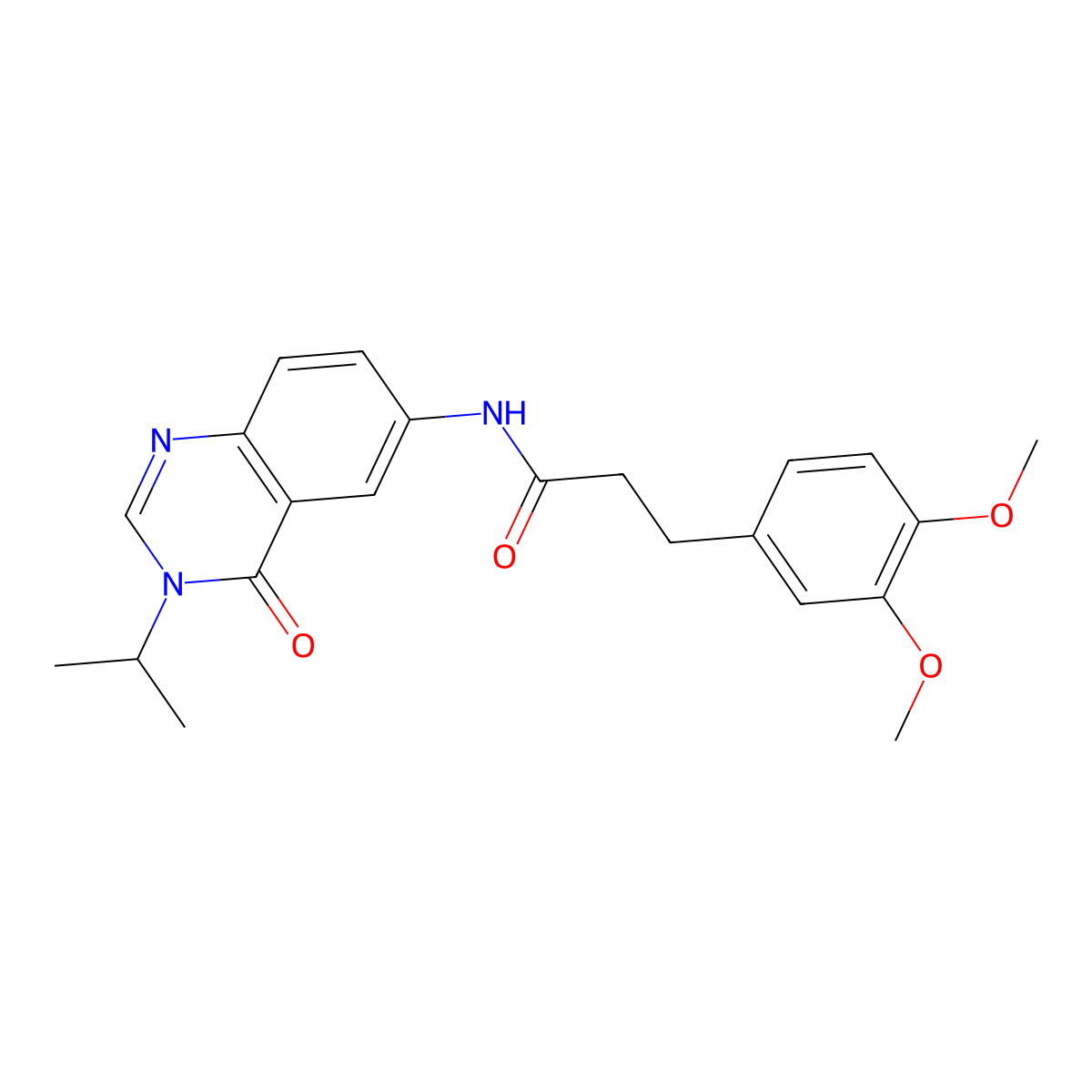 3-(3,4-dimethoxyphenyl)-N-[4-oxo-3-(propan-2-yl)-3,4-dihydroquinazolin-6-yl]propanamide molecular structure, CAS 1574320-37-8