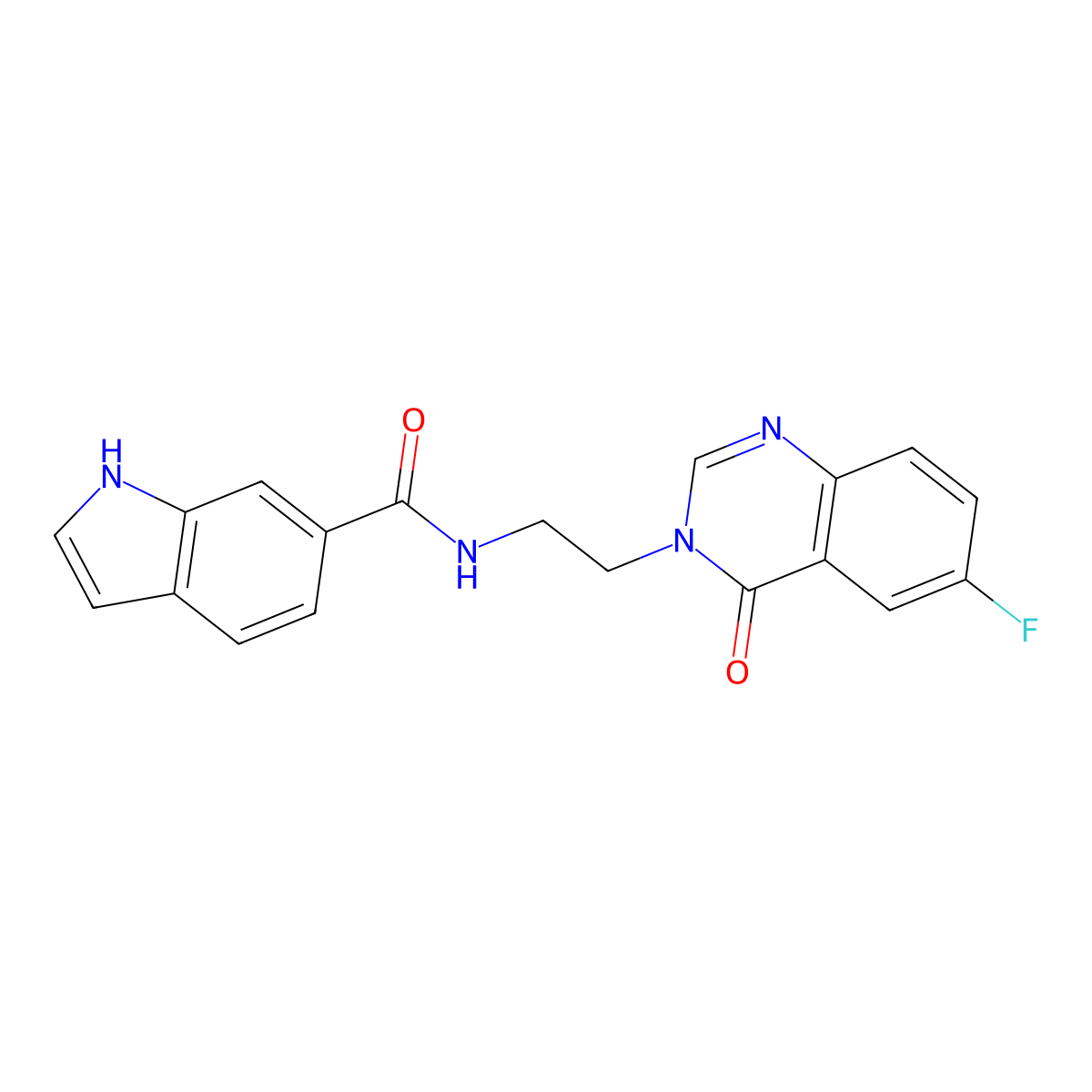 N-[2-(6-fluoro-4-oxoquinazolin-3(4H)-yl)ethyl]-1H-indole-6-carboxamide molecular structure, CAS 1574320-49-2