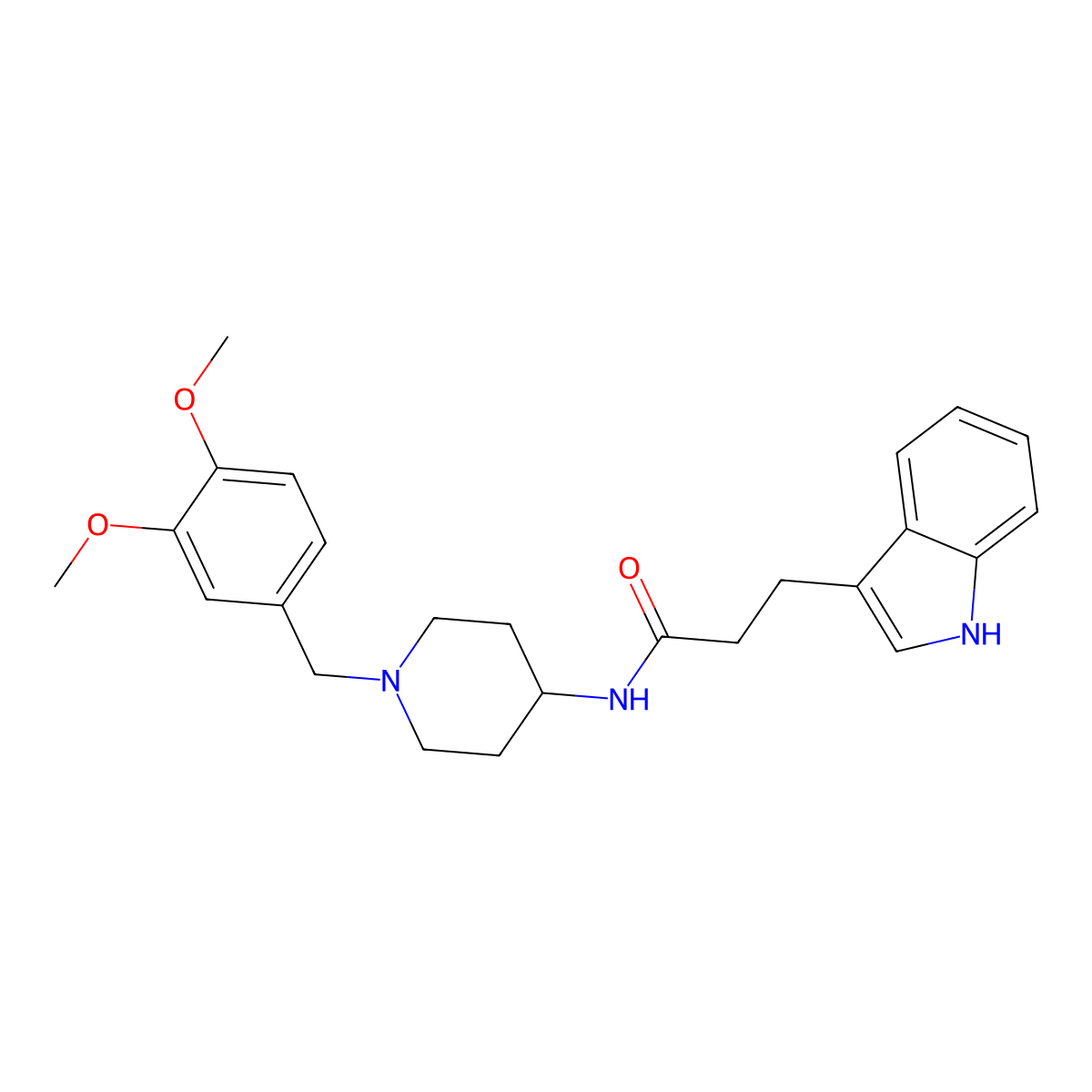 N-[1-(3,4-dimethoxybenzyl)piperidin-4-yl]-3-(1H-indol-3-yl)propanamide molecular structure, CAS 1574320-80-1