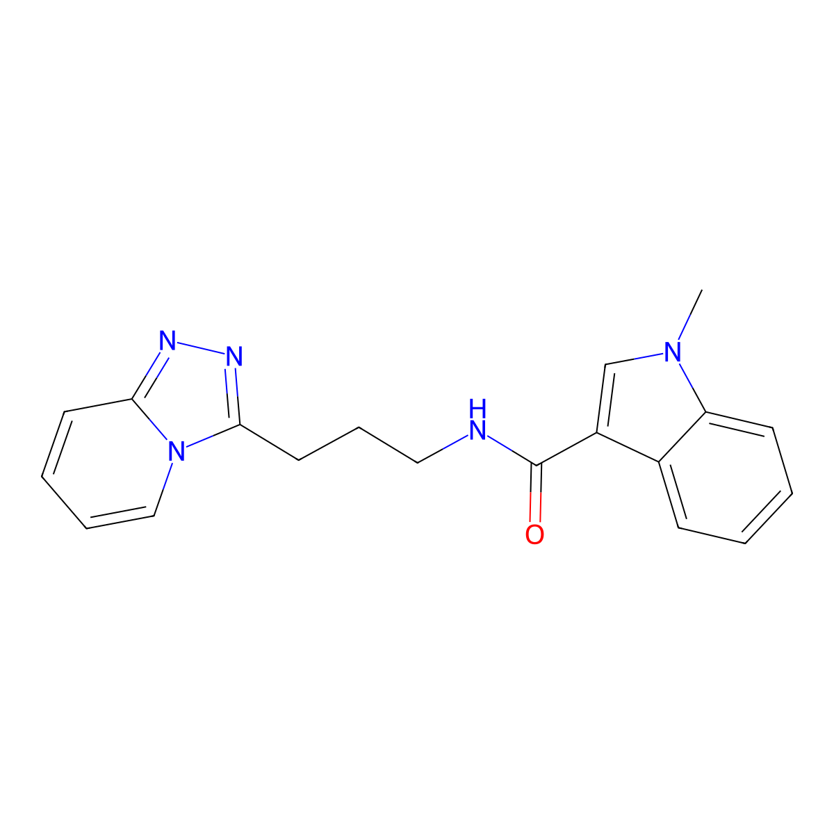 1-methyl-N-(3-[1,2,4]triazolo[4,3-a]pyridin-3-ylpropyl)-1H-indole-3-carboxamide molecular structure, CAS 1574320-96-9