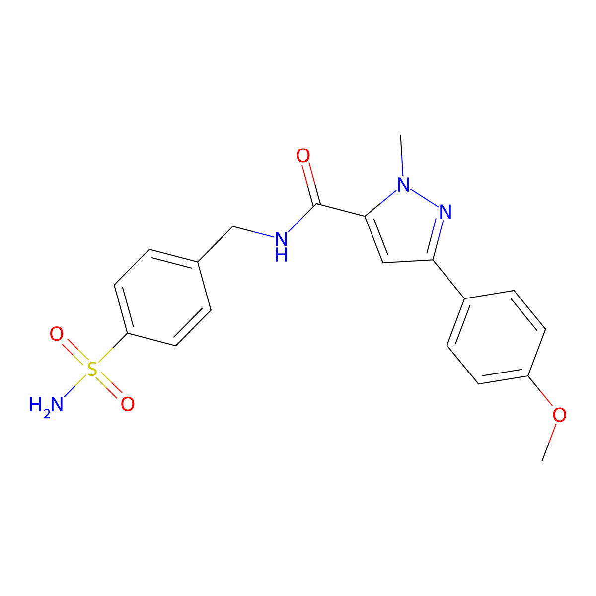 3-(4-methoxyphenyl)-1-methyl-N-(4-sulfamoylbenzyl)-1H-pyrazole-5-carboxamide molecular structure, CAS 1574321-12-2