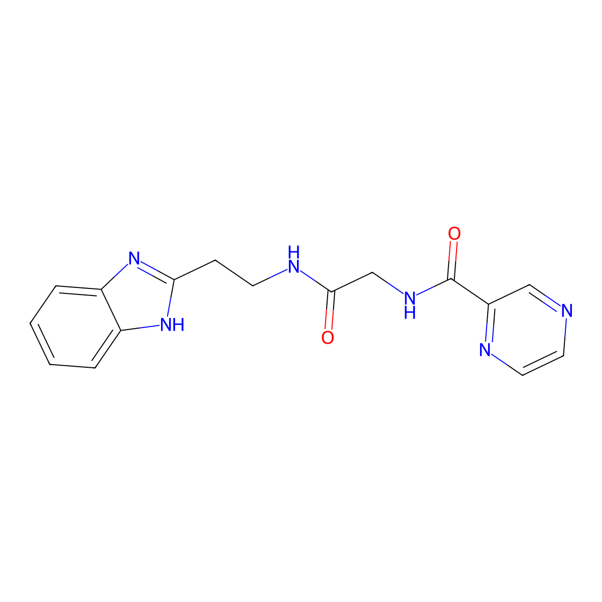 N-(2-{[2-(1H-1,3-benzimidazol-2-yl)ethyl]amino}-2-oxoethyl)-2-pyrazinecarboxamide molecular structure, CAS 1574321-18-8