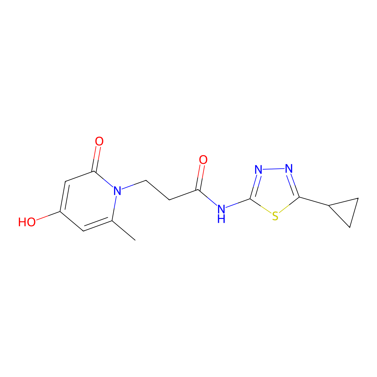 N-(5-cyclopropyl-1,3,4-thiadiazol-2-yl)-3-(4-hydroxy-6-methyl-2-oxopyridin-1(2H)-yl)propanamide molecular structure, CAS 1574321-27-9