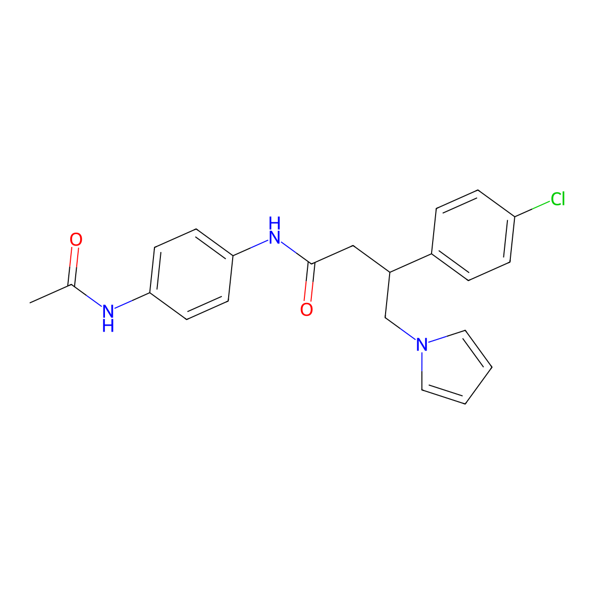 N-[4-(acetylamino)phenyl]-3-(4-chlorophenyl)-4-(1H-pyrrol-1-yl)butanamide molecular structure, CAS 1574321-37-1