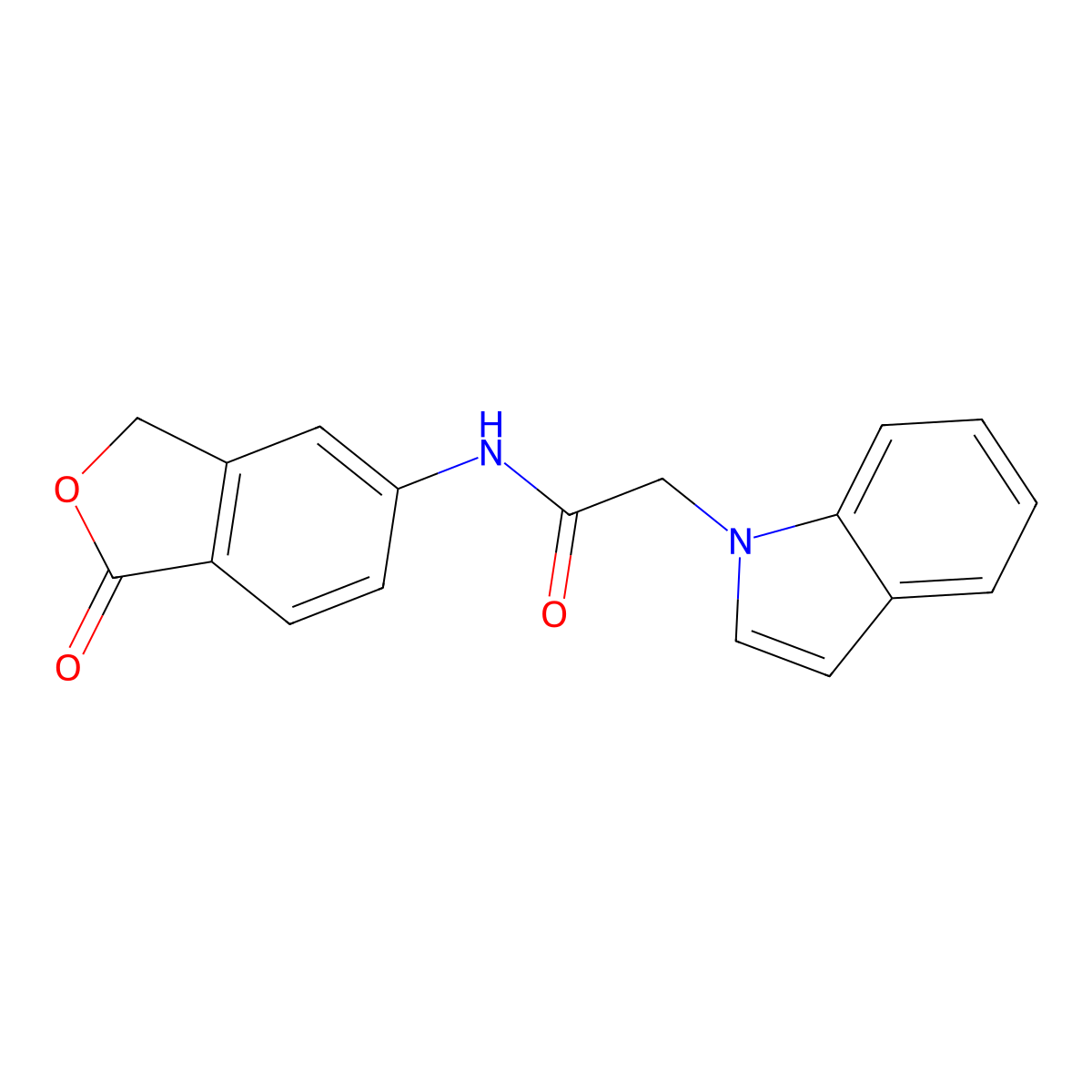 2-(1H-indol-1-yl)-N-(1-oxo-1,3-dihydro-2-benzofuran-5-yl)acetamide molecular structure, CAS 1574321-42-8