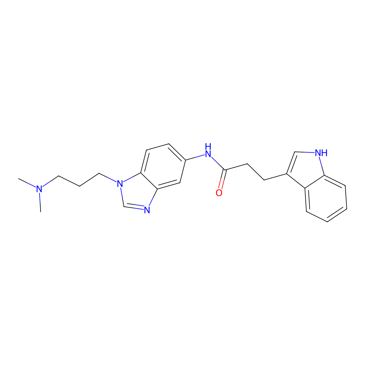 N-{1-[3-(dimethylamino)propyl]-1H-benzimidazol-5-yl}-3-(1H-indol-3-yl)propanamide molecular structure, CAS 1574324-39-2
