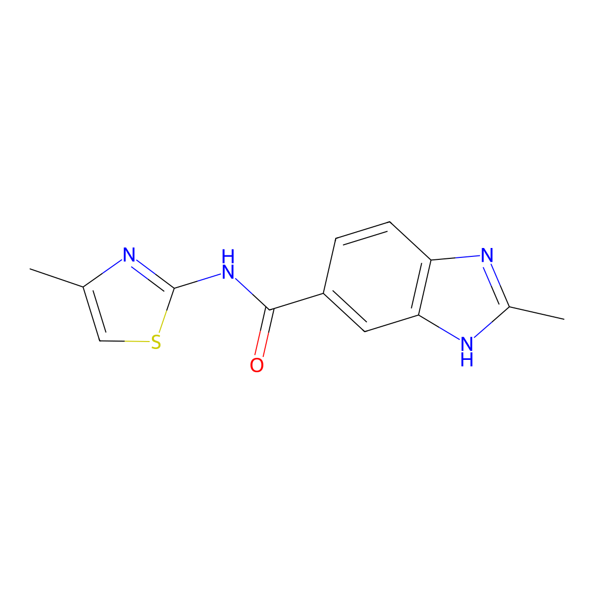 2-methyl-N-(4-methyl-1,3-thiazol-2-yl)-1H-benzimidazole-5-carboxamide molecular structure, CAS 1574324-72-3