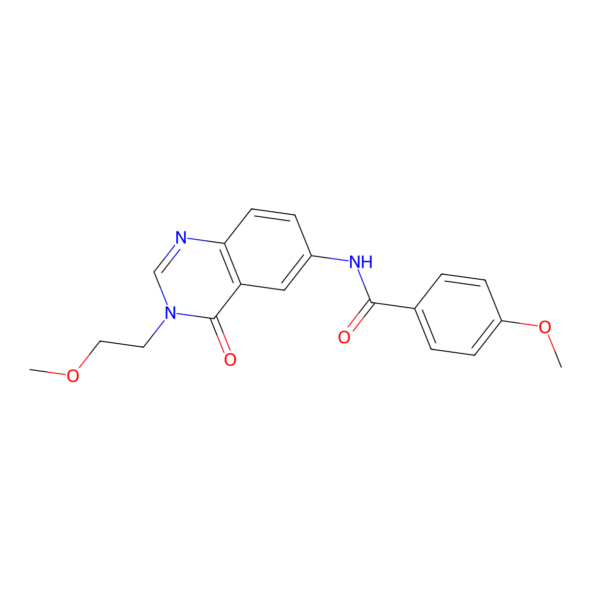 4-methoxy-N-[3-(2-methoxyethyl)-4-oxo-3,4-dihydroquinazolin-6-yl]benzamide molecular structure, CAS 1574324-73-4