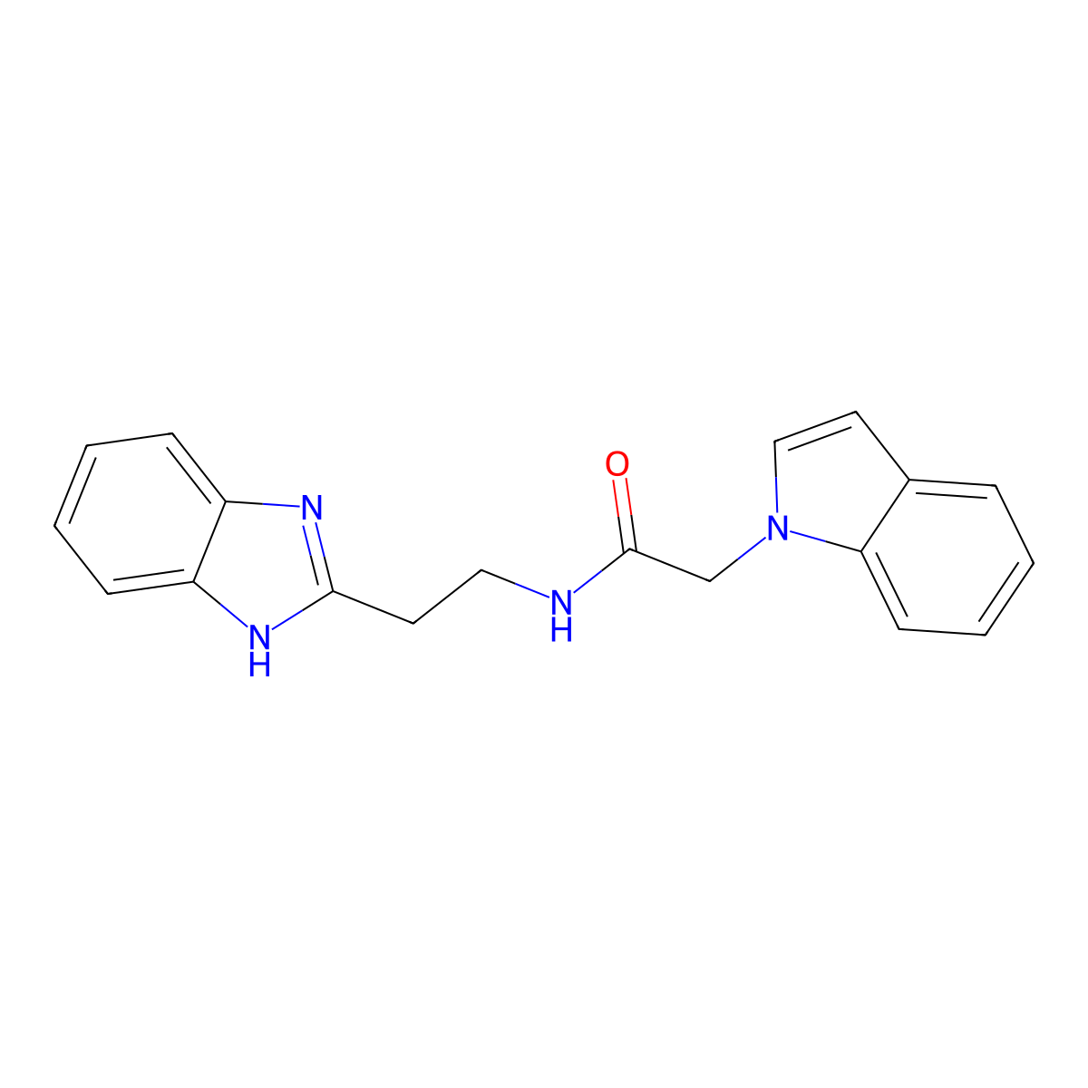 N-[2-(1H-1,3-benzimidazol-2-yl)ethyl]-2-(1H-indol-1-yl)acetamide molecular structure, CAS 1574324-97-2