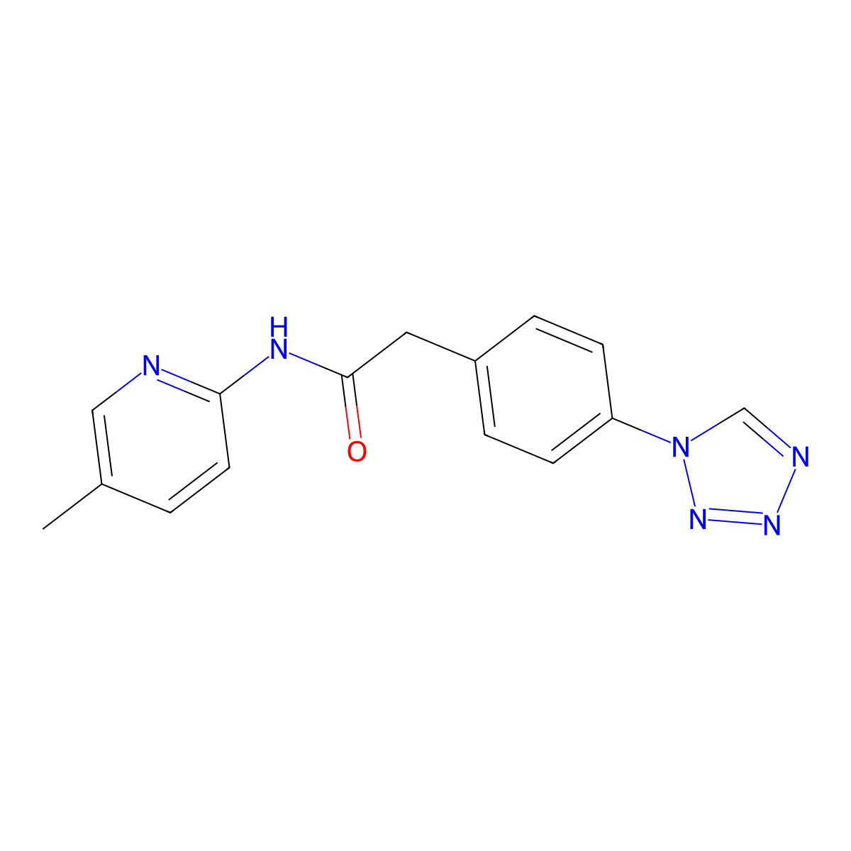 N-(5-methylpyridin-2-yl)-2-[4-(1H-tetrazol-1-yl)phenyl]acetamide molecular structure, CAS 1574324-99-4