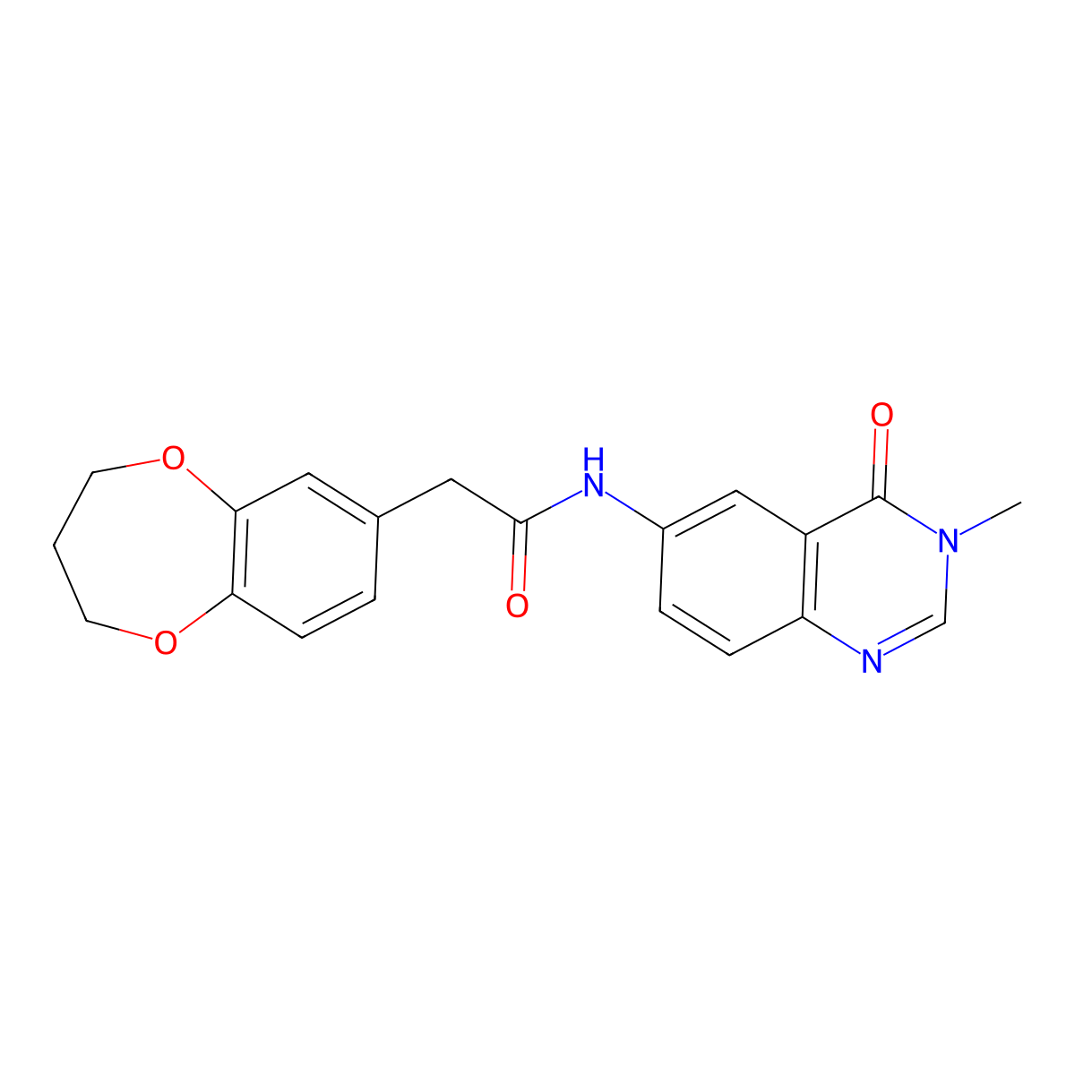 2-(3,4-dihydro-2H-1,5-benzodioxepin-7-yl)-N-(3-methyl-4-oxo-3,4-dihydroquinazolin-6-yl)acetamide molecular structure, CAS 1574325-00-0