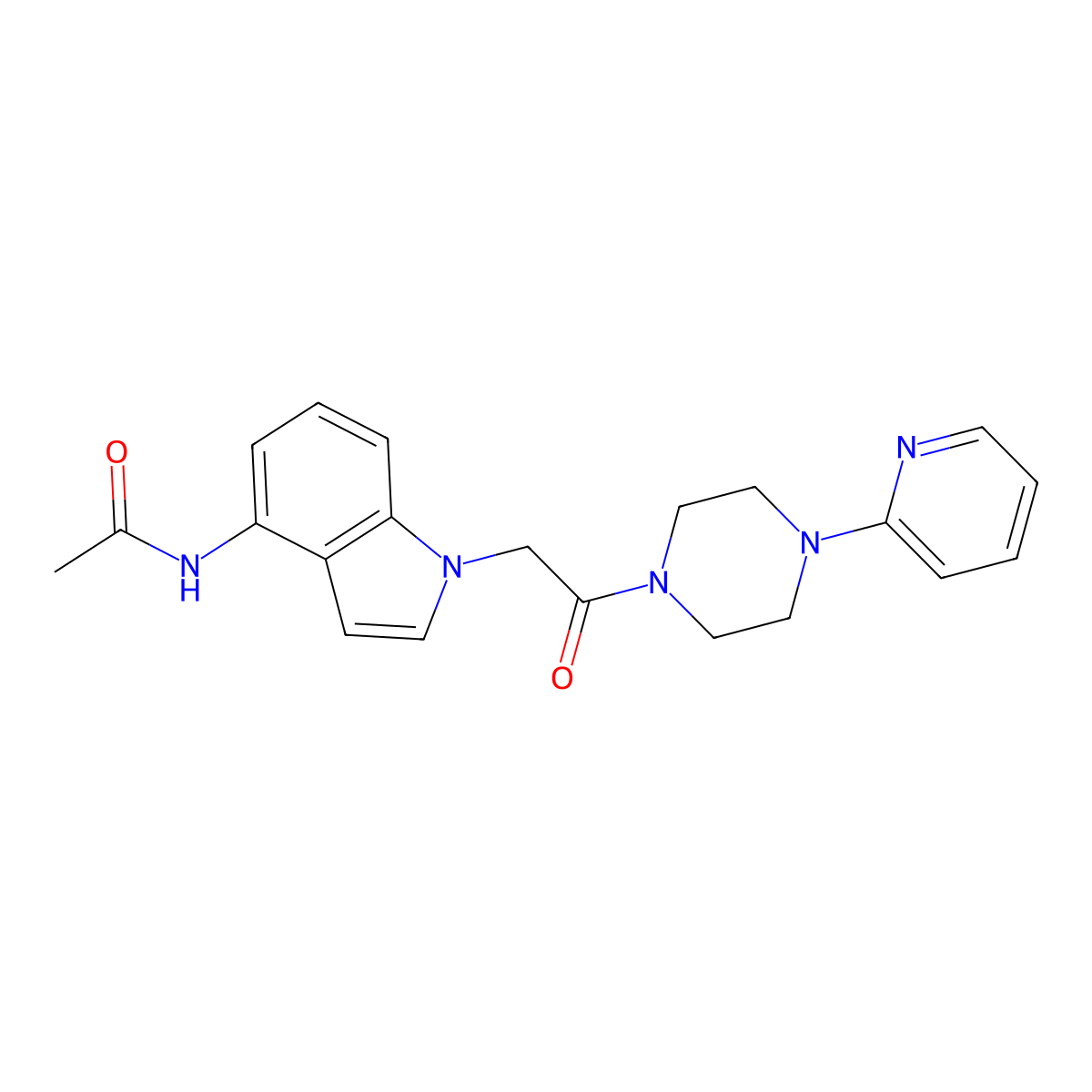 N-(1-{2-oxo-2-[4-(2-pyridyl)piperazino]ethyl}-1H-indol-4-yl)acetamide molecular structure, CAS 1574325-02-2