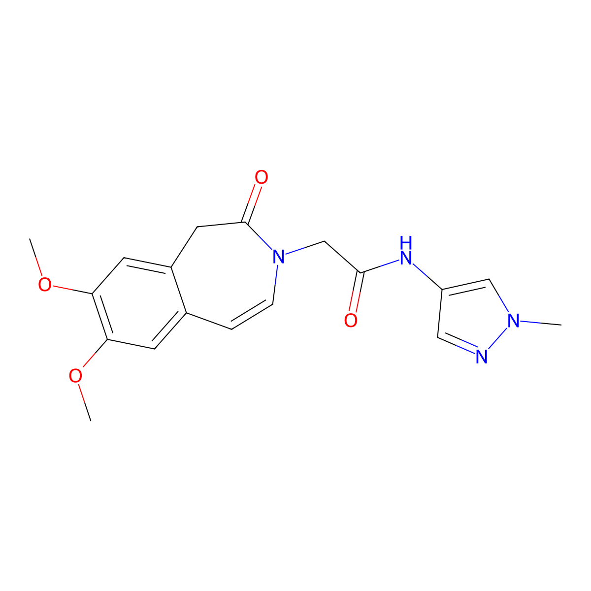 2-(7,8-dimethoxy-2-oxo-1,2-dihydro-3H-3-benzazepin-3-yl)-N-(1-methyl-1H-pyrazol-4-yl)acetamide molecular structure, CAS 1574325-15-7
