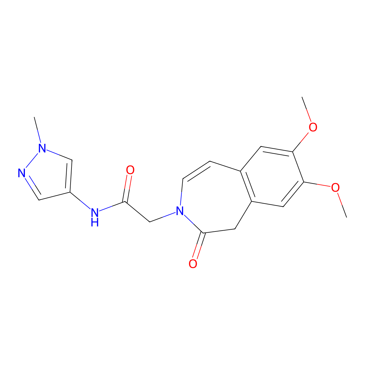 2-(7,8-dimethoxy-2-oxo-1,2-dihydro-3H-3-benzazepin-3-yl)-N-(1-methyl-1H-pyrazol-4-yl)acetamide molecular structure, CAS 1574325-15-7