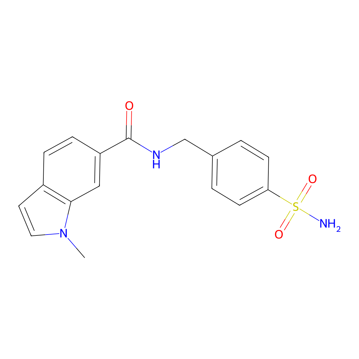 1-methyl-N-(4-sulfamoylbenzyl)-1H-indole-6-carboxamide molecular structure, CAS 1574325-28-2