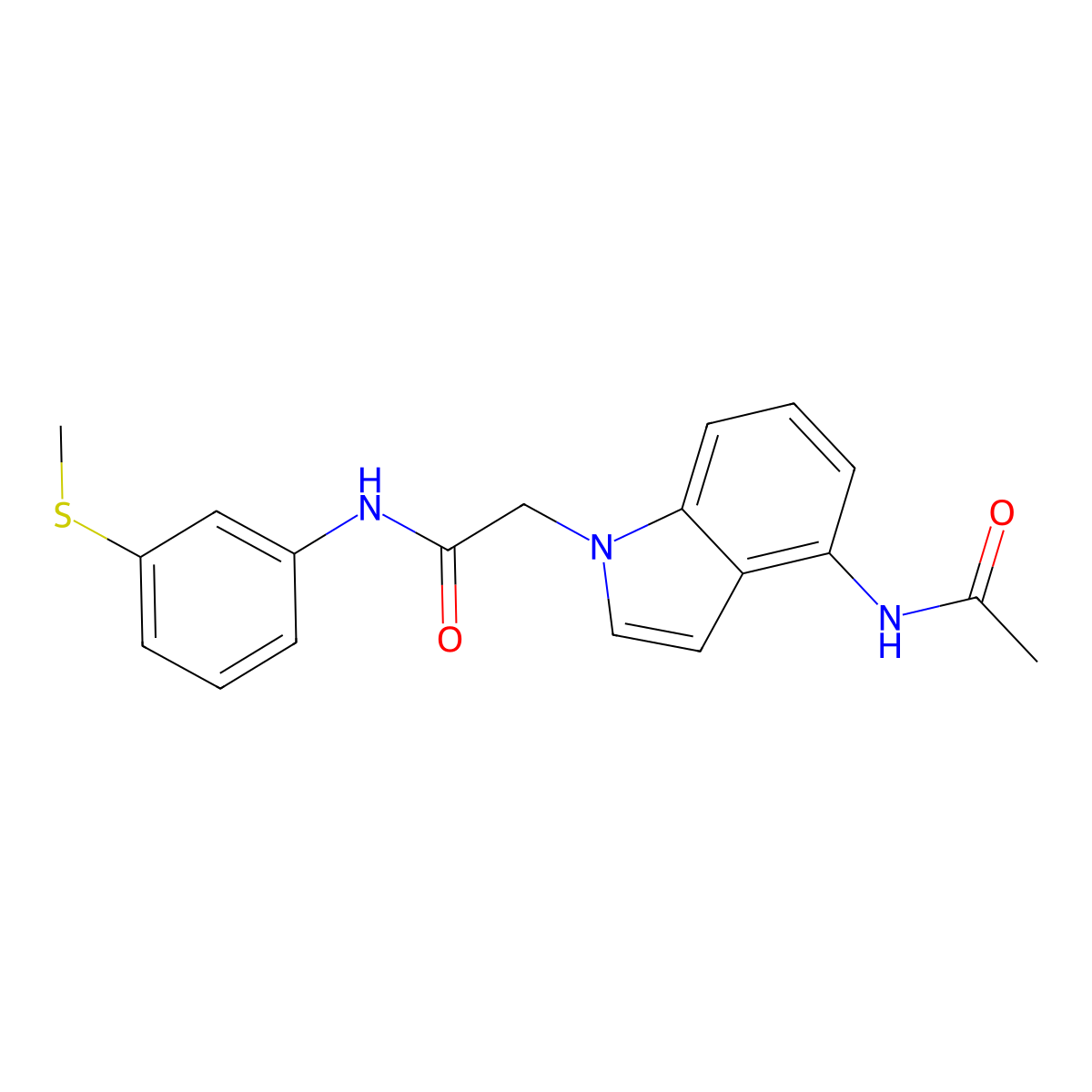 2-[4-(acetylamino)-1H-indol-1-yl]-N-[3-(methylsulfanyl)phenyl]acetamide molecular structure, CAS 1574325-40-8