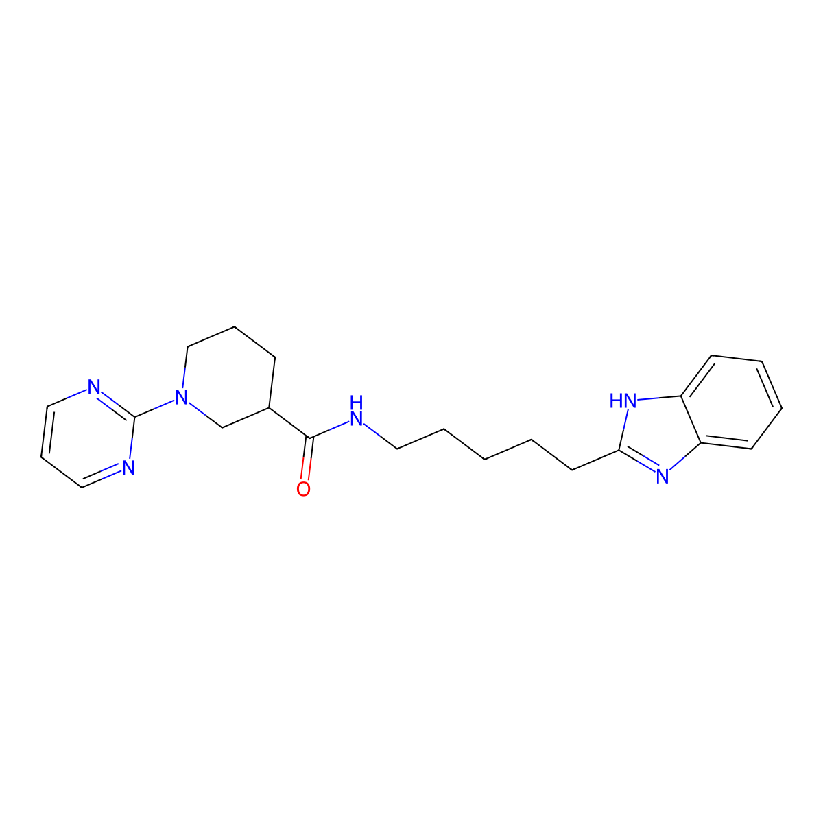N-[5-(1H-benzimidazol-2-yl)pentyl]-1-(pyrimidin-2-yl)piperidine-3-carboxamide molecular structure, CAS 1574325-48-6