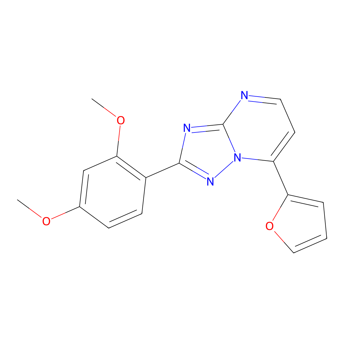 2-(2,4-Dimethoxyphenyl)-7-(2-furyl)[1,2,4]triazolo[1,5-a]pyrimidine molecular structure, CAS 1574325-50-0