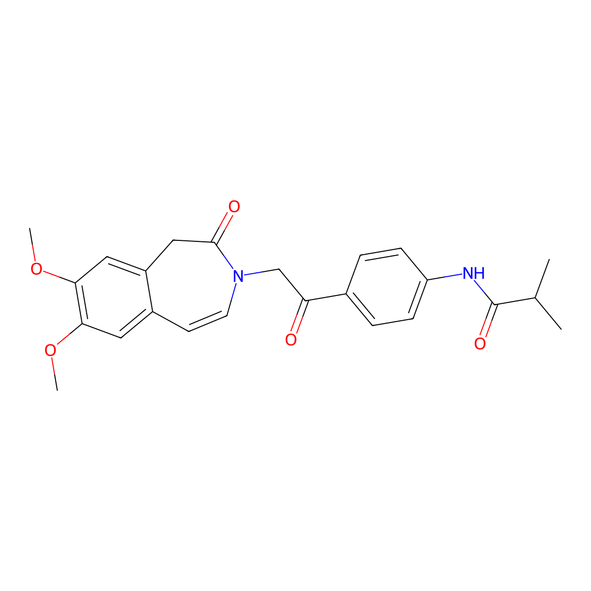 N-{4-[(7,8-dimethoxy-2-oxo-1,2-dihydro-3H-3-benzazepin-3-yl)acetyl]phenyl}-2-methylpropanamide molecular structure, CAS 1574325-56-6