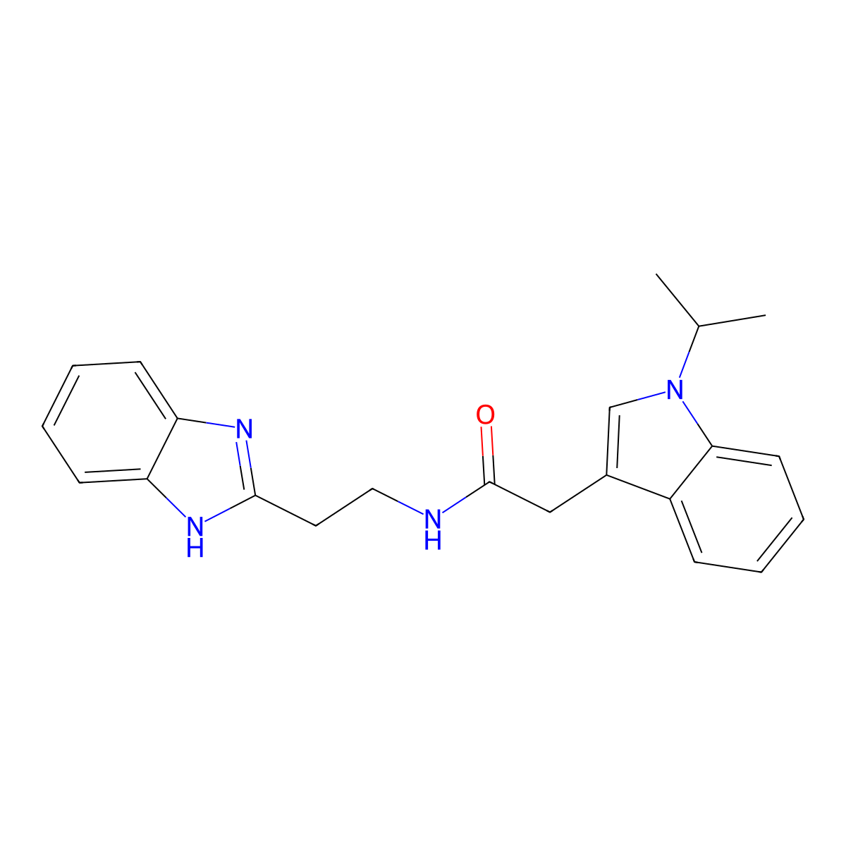 N-[2-(1H-1,3-benzimidazol-2-yl)ethyl]-2-(1-isopropyl-1H-indol-3-yl)acetamide molecular structure, CAS 1574325-57-7