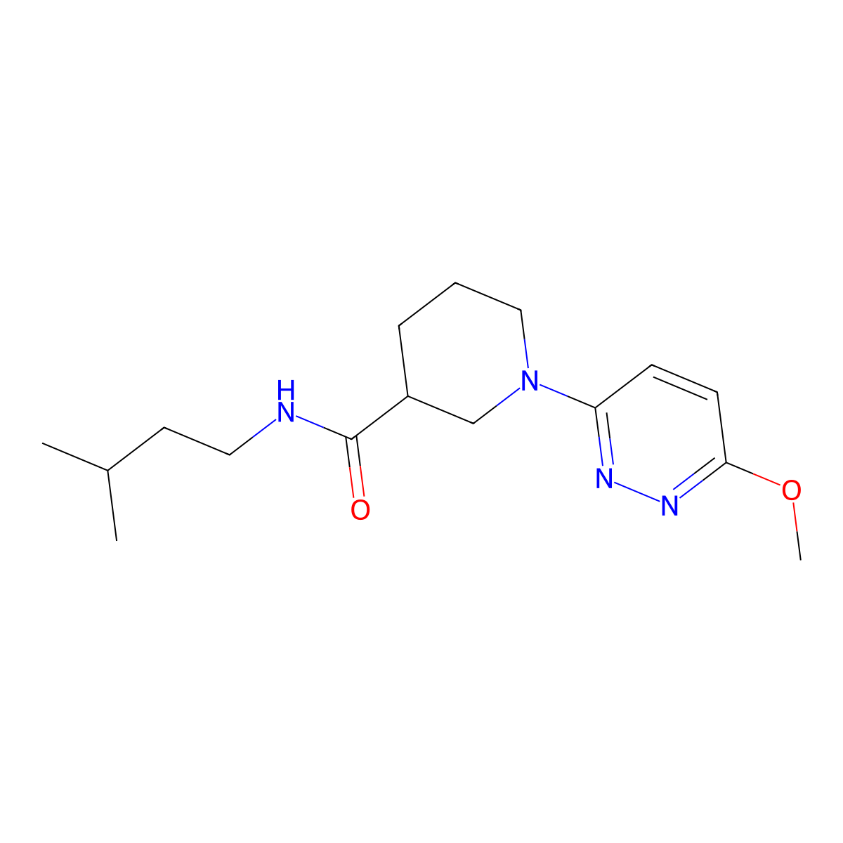 N-isopentyl-1-(6-methoxypyridazin-3-yl)piperidine-3-carboxamide molecular structure, CAS 1574325-60-2