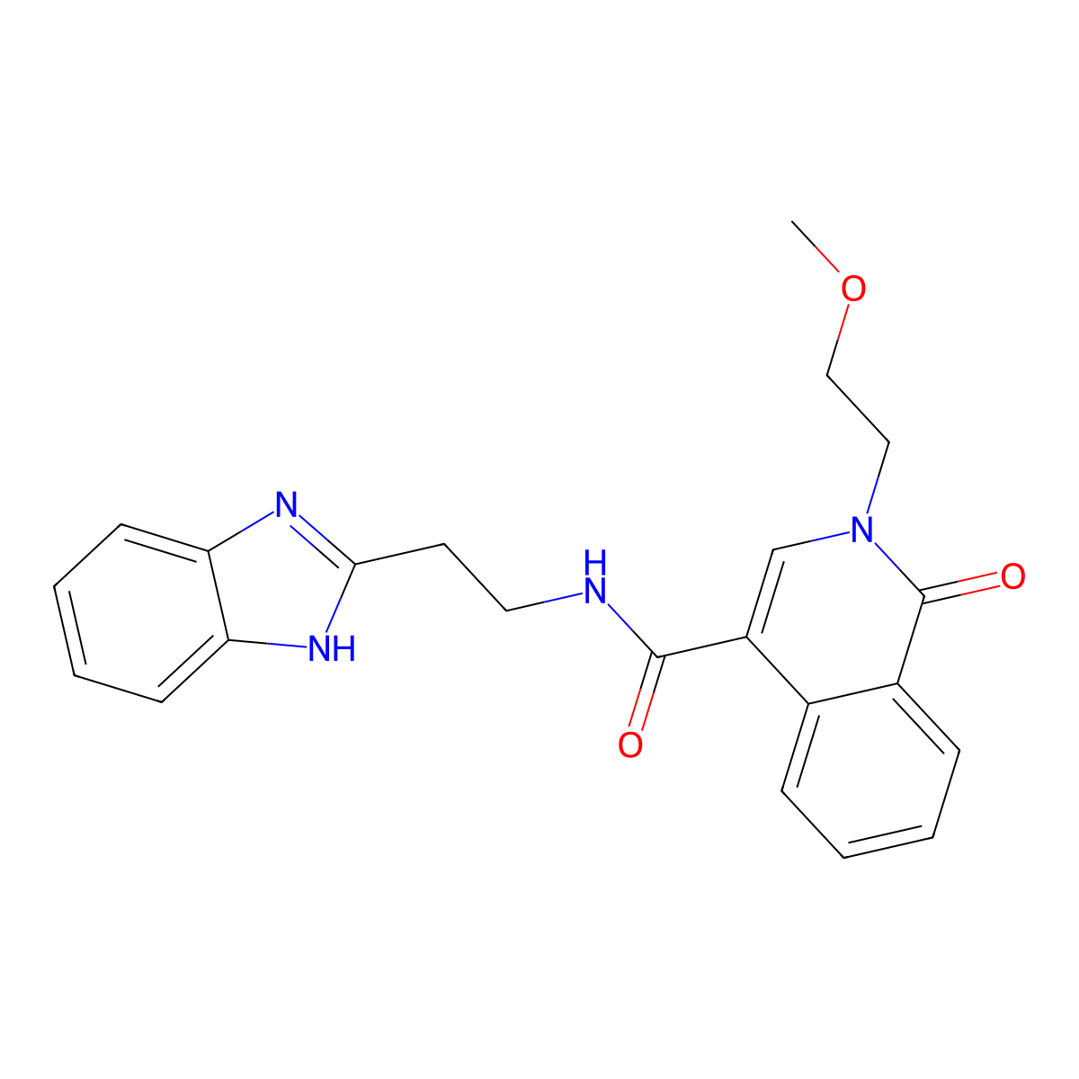 N-[2-(1H-1,3-benzimidazol-2-yl)ethyl]-2-(2-methoxyethyl)-1-oxo-1,2-dihydro-4-isoquinolinecarboxamide molecular structure, CAS 1574325-62-4