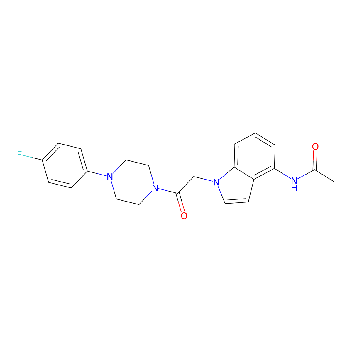 N-(1-{2-[4-(4-fluorophenyl)piperazino]-2-oxoethyl}-1H-indol-4-yl)acetamide molecular structure, CAS 1574325-68-0