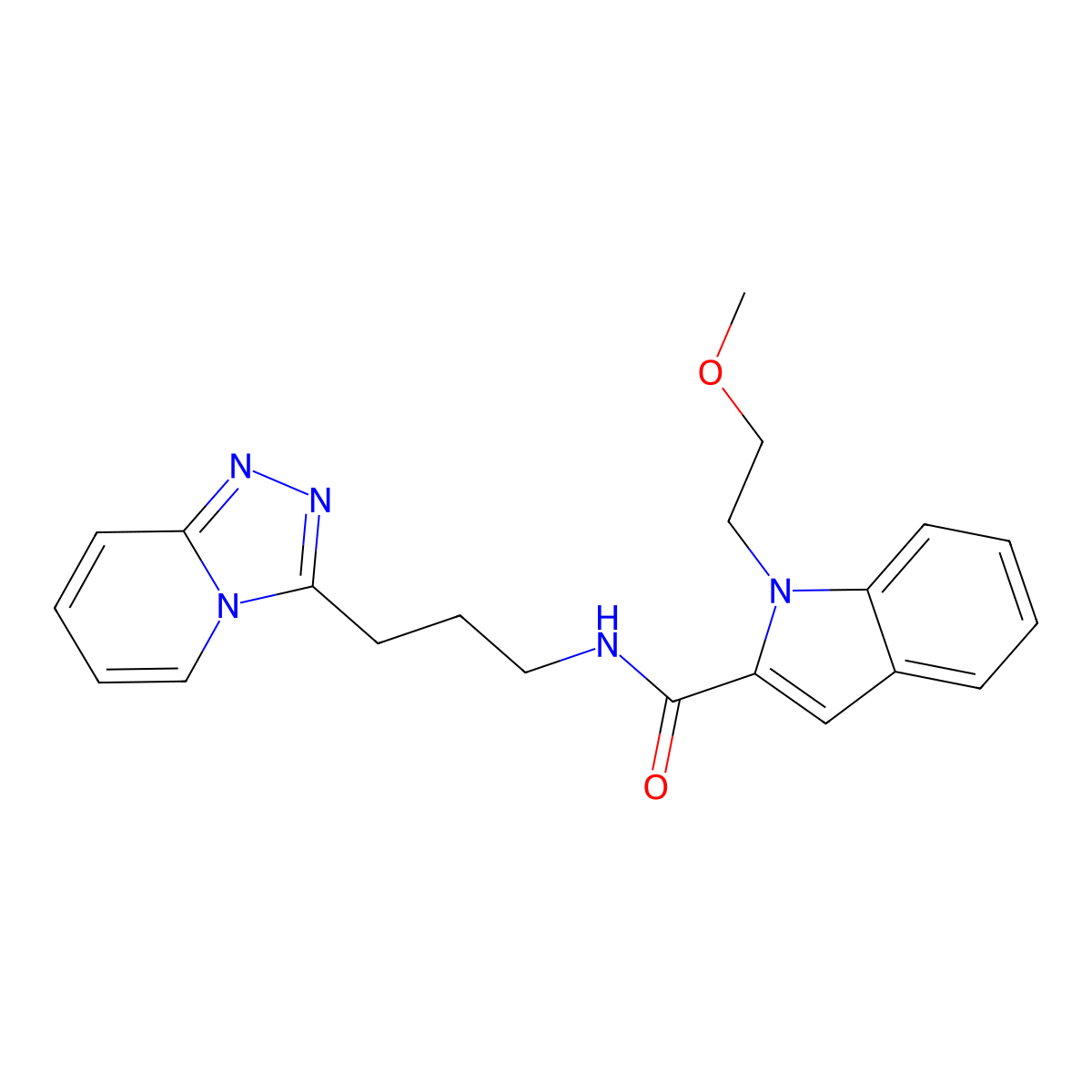 1-(2-methoxyethyl)-N-(3-[1,2,4]triazolo[4,3-a]pyridin-3-ylpropyl)-1H-indole-2-carboxamide molecular structure, CAS 1574325-80-6