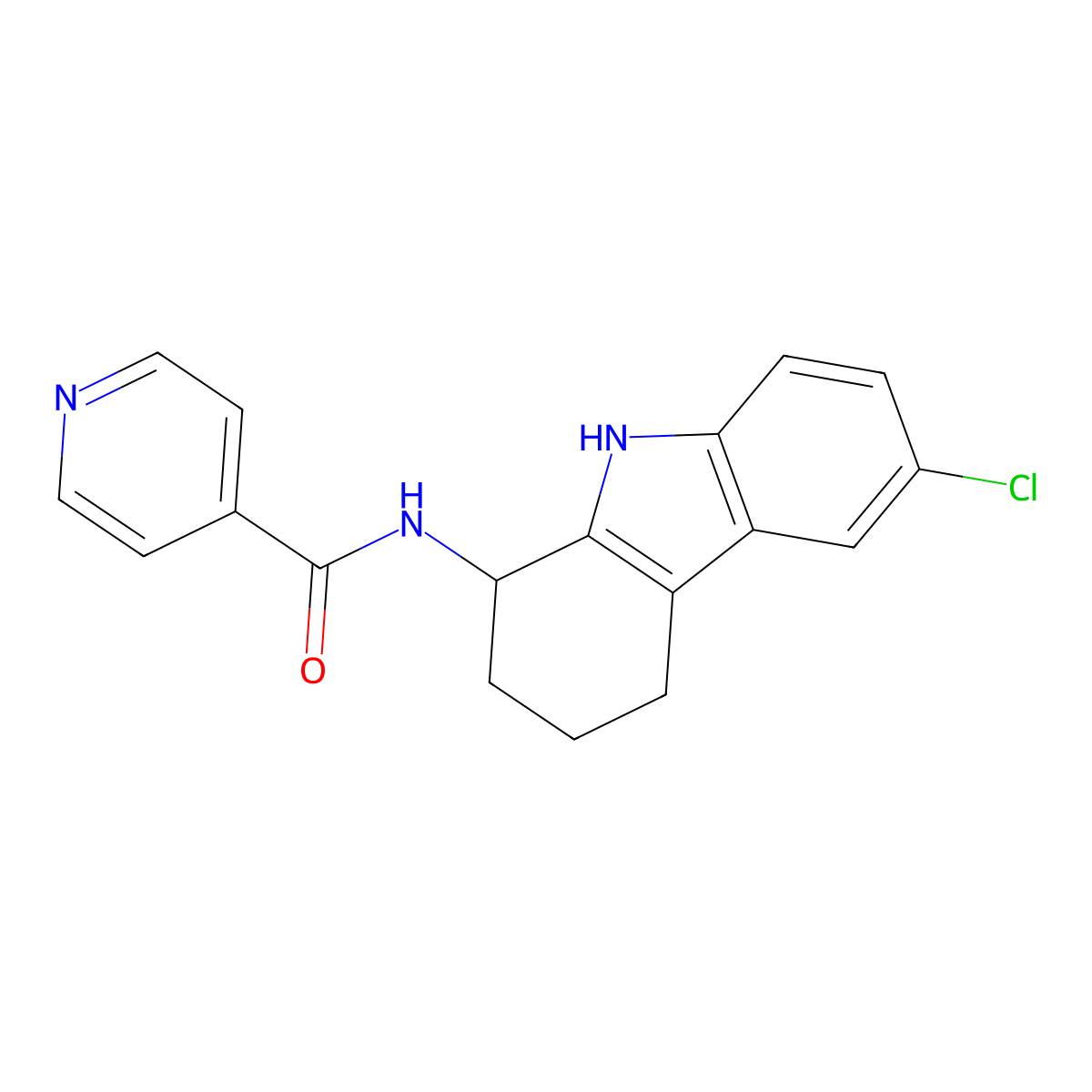 N-(6-chloro-2,3,4,9-tetrahydro-1H-carbazol-1-yl)isonicotinamide molecular structure, CAS 1574325-84-0