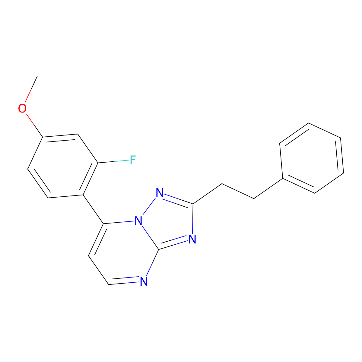 3-Fluoro-4-(2-phenethyl[1,2,4]triazolo[1,5-a]pyrimidin-7-yl)phenyl methyl ether molecular structure, CAS 1574325-88-4