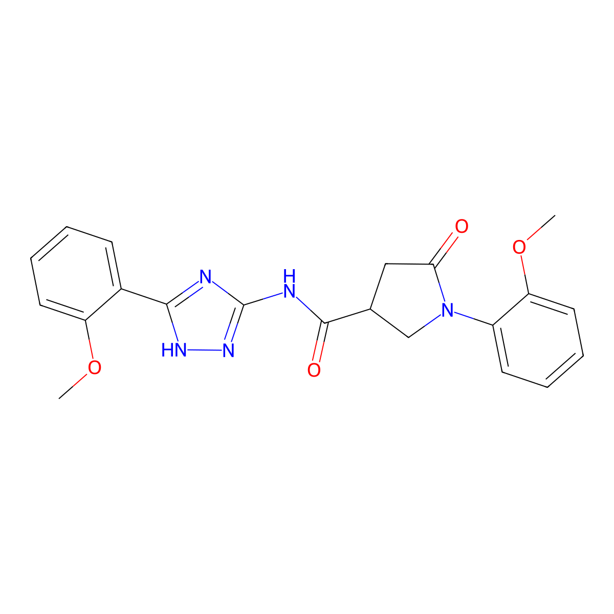 1-(2-methoxyphenyl)-N-[3-(2-methoxyphenyl)-1H-1,2,4-triazol-5-yl]-5-oxopyrrolidine-3-carboxamide molecular structure, CAS 1574326-13-8