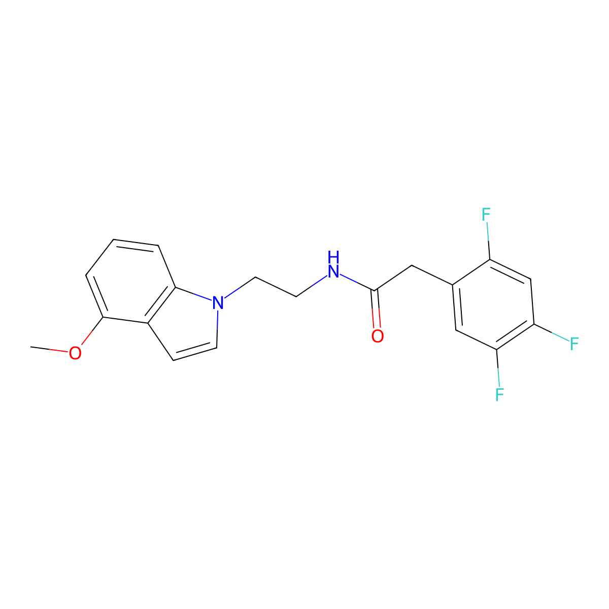 N-[2-(4-methoxy-1H-indol-1-yl)ethyl]-2-(2,4,5-trifluorophenyl)acetamide molecular structure, CAS 1574326-45-6