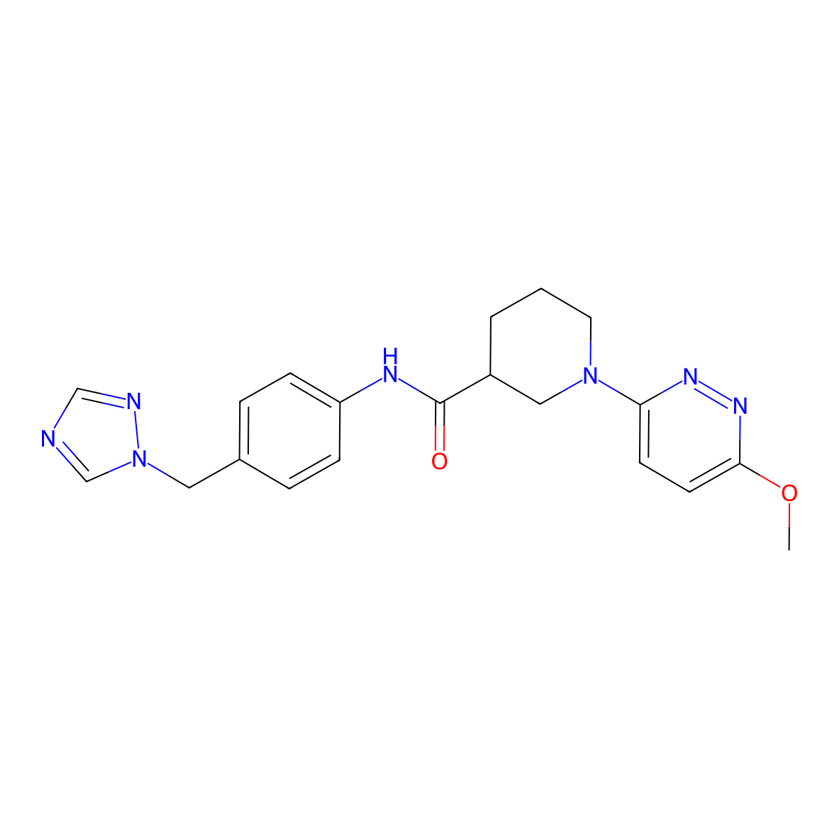 1-(6-methoxypyridazin-3-yl)-N-[4-(1H-1,2,4-triazol-1-ylmethyl)phenyl]piperidine-3-carboxamide molecular structure, CAS 1574326-47-8