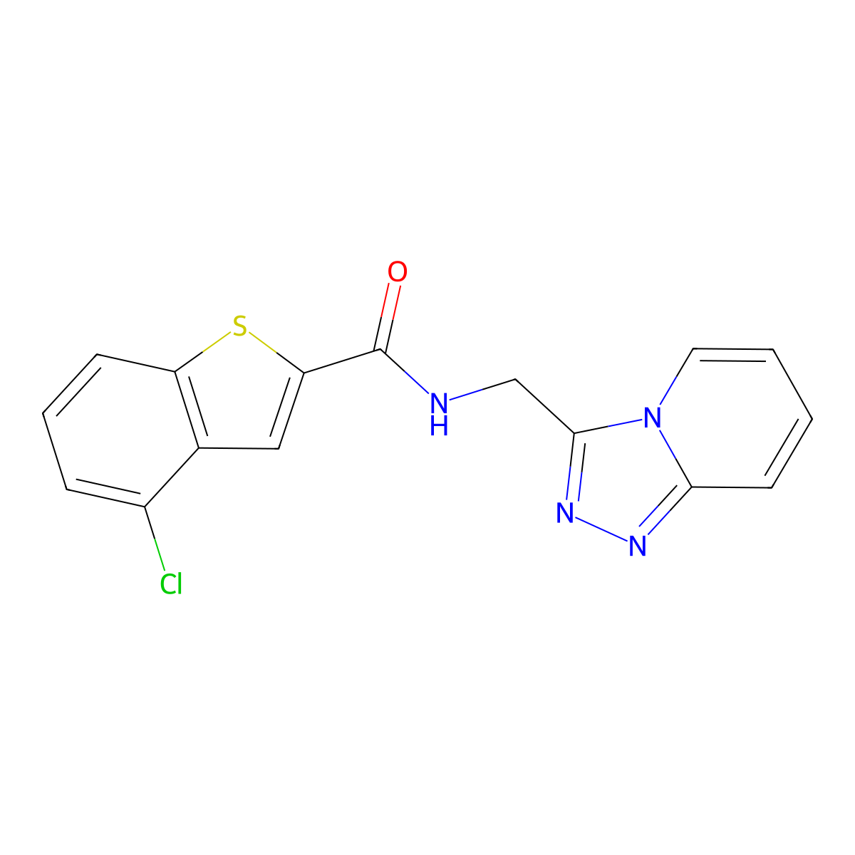 4-chloro-N-([1,2,4]triazolo[4,3-a]pyridin-3-ylmethyl)-1-benzothiophene-2-carboxamide molecular structure, CAS 1574327-35-7