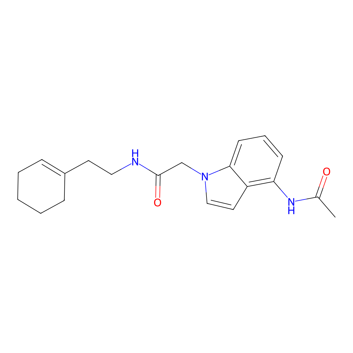2-[4-(acetylamino)-1H-indol-1-yl]-N-[2-(1-cyclohexenyl)ethyl]acetamide molecular structure, CAS 1574327-36-8