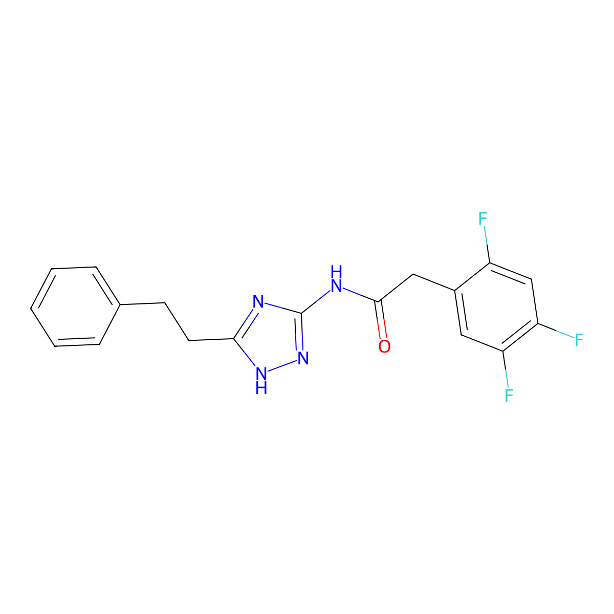 N-[3-(2-phenylethyl)-1H-1,2,4-triazol-5-yl]-2-(2,4,5-trifluorophenyl)acetamide molecular structure, CAS 1574327-48-2