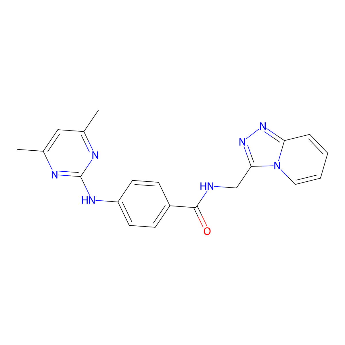 4-[(4,6-dimethylpyrimidin-2-yl)amino]-N-([1,2,4]triazolo[4,3-a]pyridin-3-ylmethyl)benzamide molecular structure, CAS 1574327-56-2