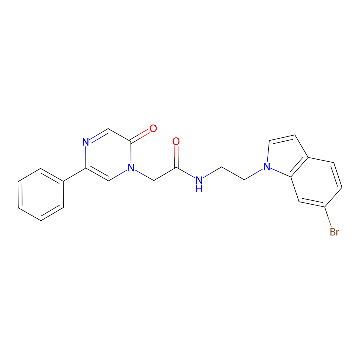 N-[2-(6-bromo-1H-indol-1-yl)ethyl]-2-(2-oxo-5-phenylpyrazin-1(2H)-yl)acetamide molecular structure, CAS 1574327-74-4