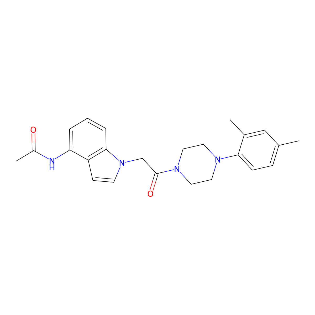 N-(1-{2-[4-(2,4-dimethylphenyl)piperazino]-2-oxoethyl}-1H-indol-4-yl)acetamide molecular structure, CAS 1574327-89-1