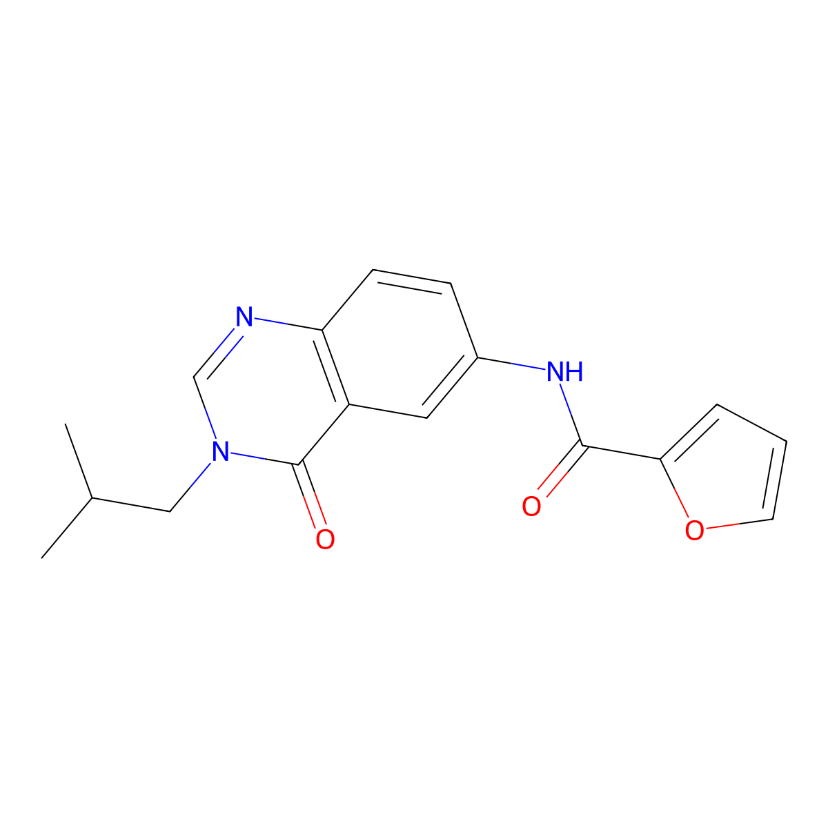 N-[3-(2-methylpropyl)-4-oxo-3,4-dihydroquinazolin-6-yl]furan-2-carboxamide molecular structure, CAS 1574328-02-1