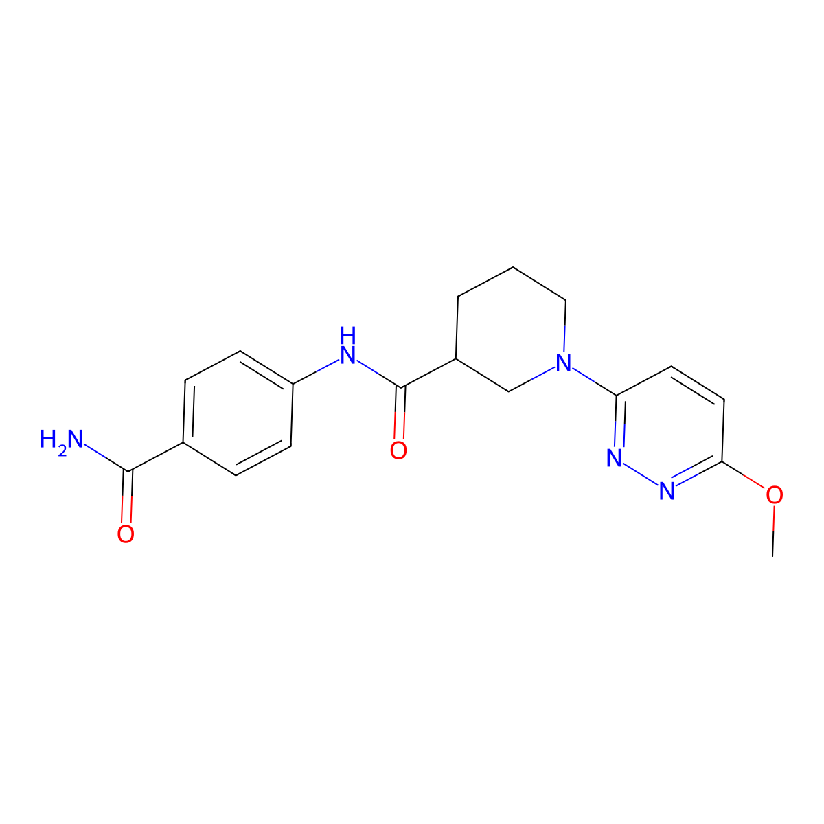 N-(4-carbamoylphenyl)-1-(6-methoxypyridazin-3-yl)piperidine-3-carboxamide molecular structure, CAS 1574328-05-4