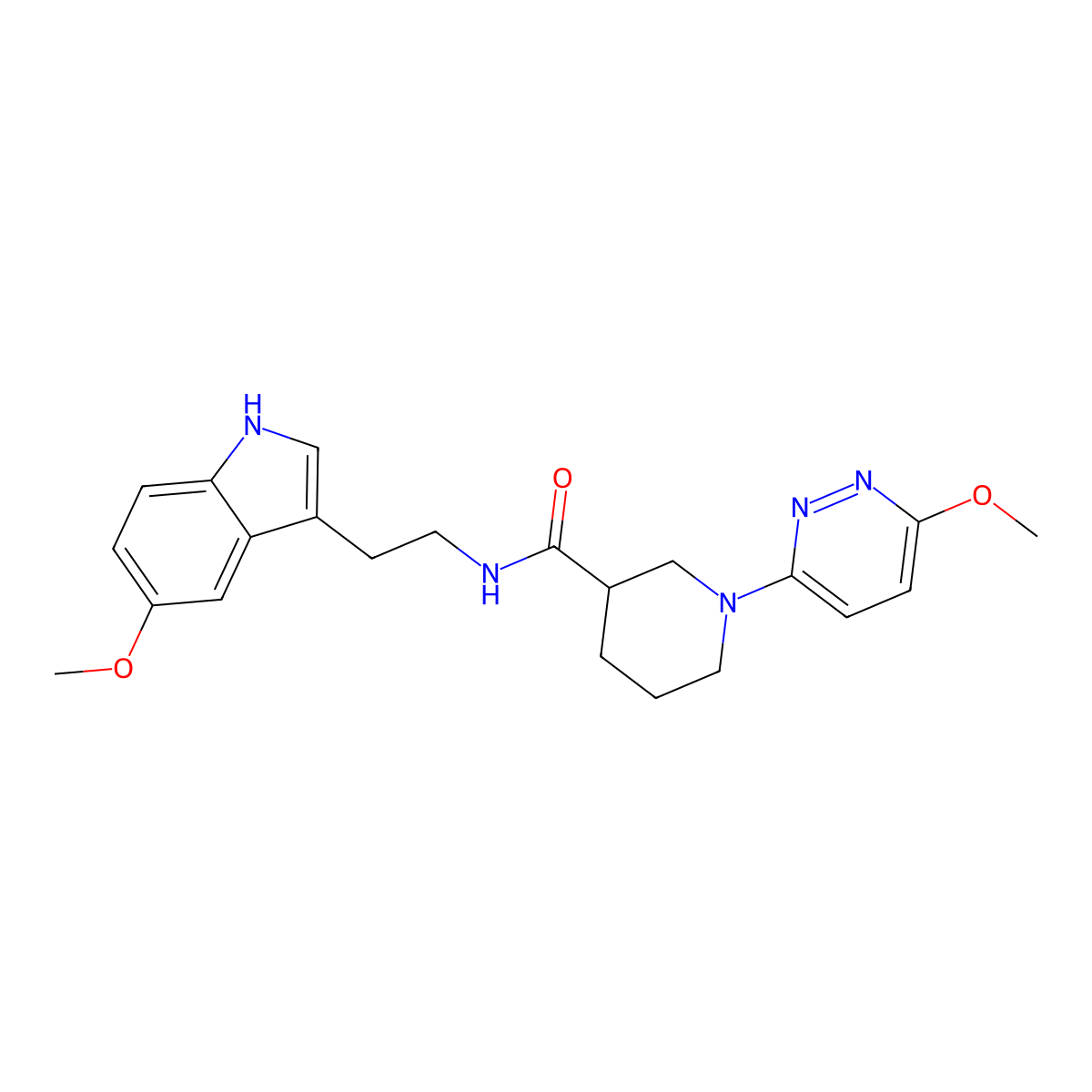 N-(2-(5-methoxy-1H-indol-3-yl)ethyl)-1-(6-methoxypyridazin-3-yl)piperidine-3-carboxamide molecular structure, CAS 1574328-37-2