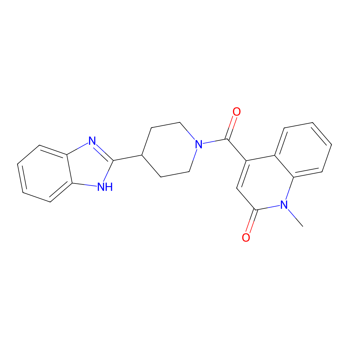 4-{[4-(1H-benzimidazol-2-yl)piperidin-1-yl]carbonyl}-1-methylquinolin-2(1H)-one molecular structure, CAS 1574328-44-1