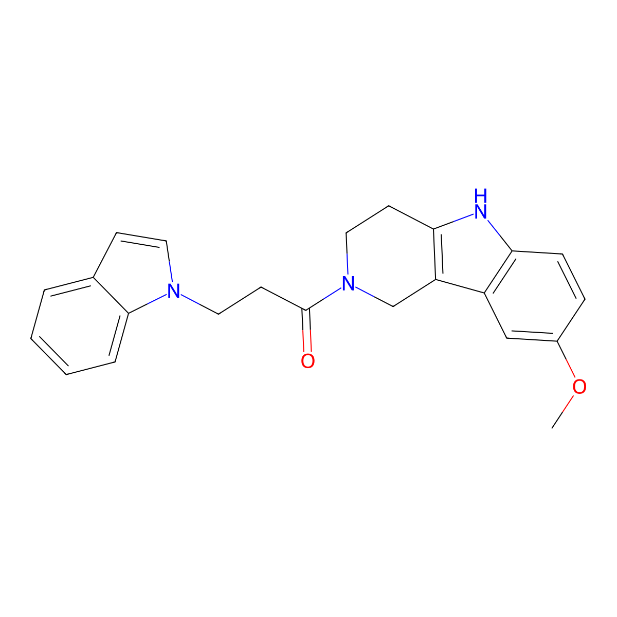 3-(1H-indol-1-yl)-1-(8-methoxy-1,3,4,5-tetrahydro-2H-pyrido[4,3-b]indol-2-yl)-1-propanone molecular structure, CAS 1574328-52-1