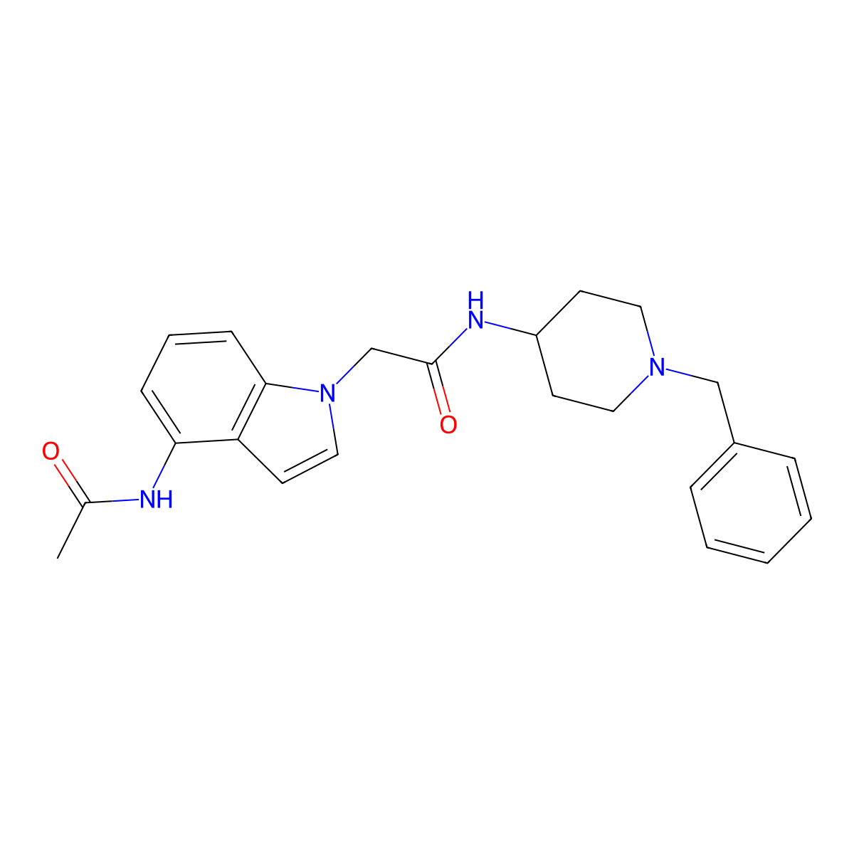 2-[4-(acetylamino)-1H-indol-1-yl]-N-(1-benzyl-4-piperidyl)acetamide molecular structure, CAS 1574328-66-7